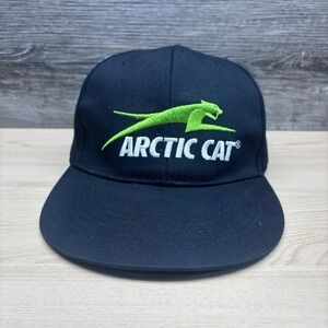 Arctic Cat Hat Cap Snap Back Black Green Baseball Embroidered Logo Mens